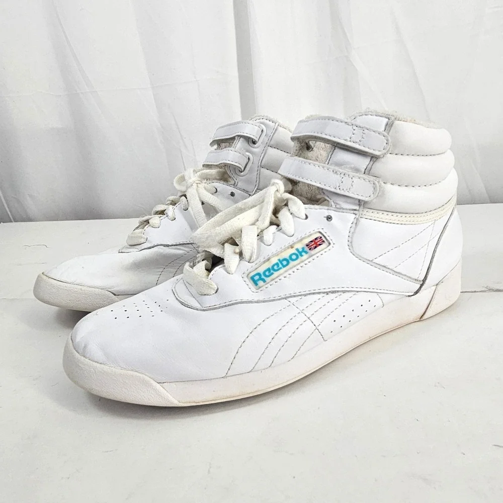 Reebok Freestyle Hi top White Leather High Top Sneakers 2240 Womens 8.5 classics - Picture 11 of 12